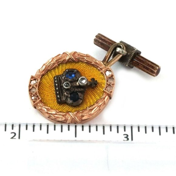 Old Russian Ruby Enamel 18kRose Gold Cufflinks - Picture 4 of 4